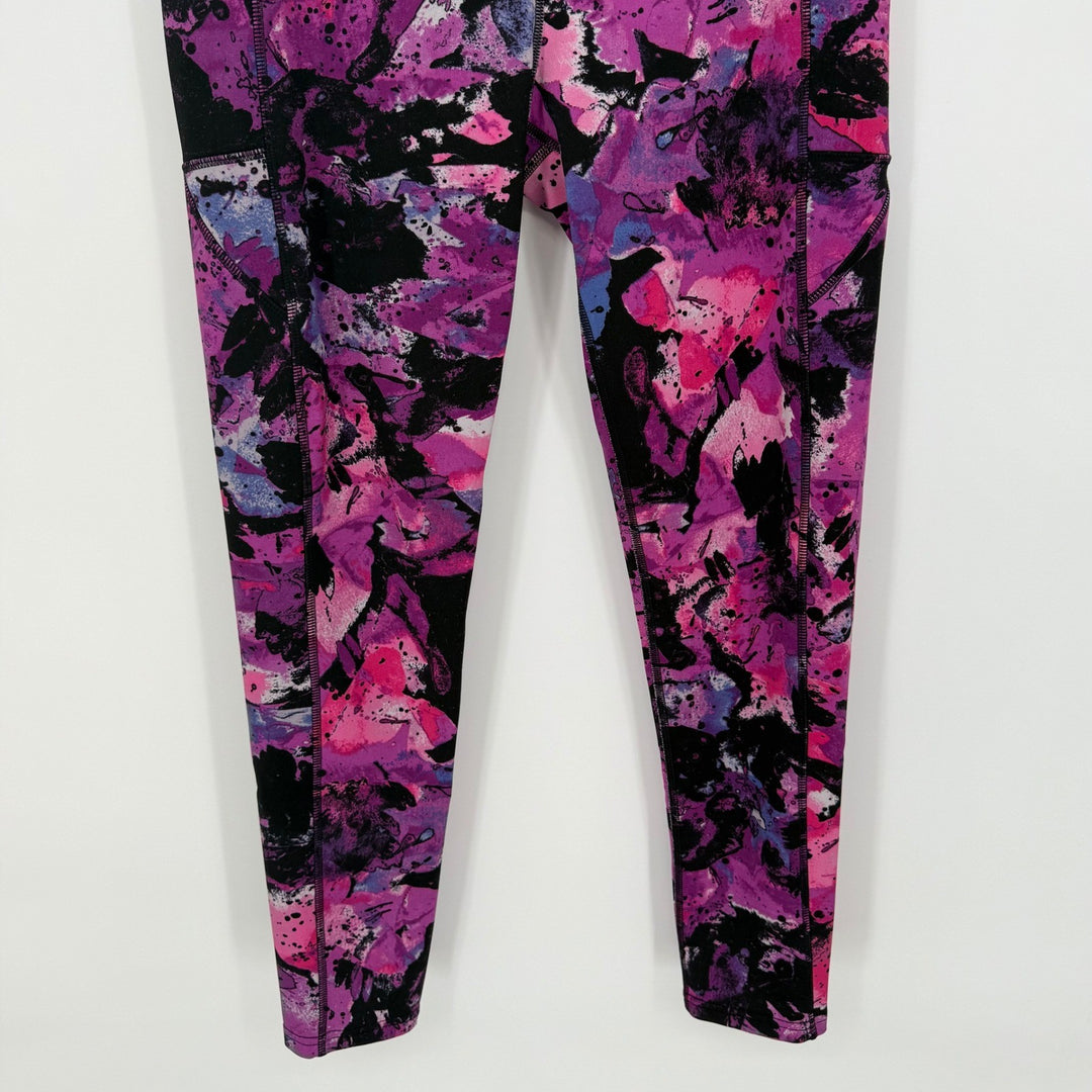 BSP Better Sports Performance Purple Floral Print Leggings - Size L