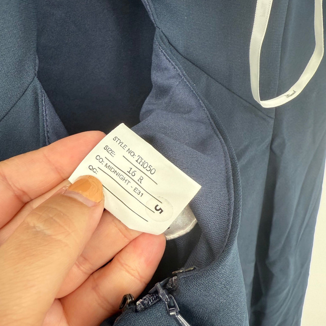 Thread Criss-Cross Cutout Back Maxi Dress With Front Slit In Midnight Navy