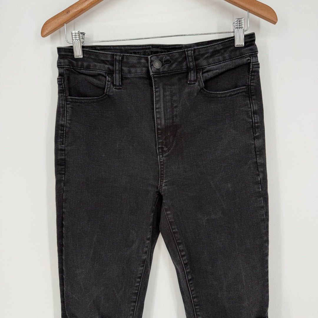 American Eagle Black High Rise Ripped Knee Jeans Next Level Stretch Size 10