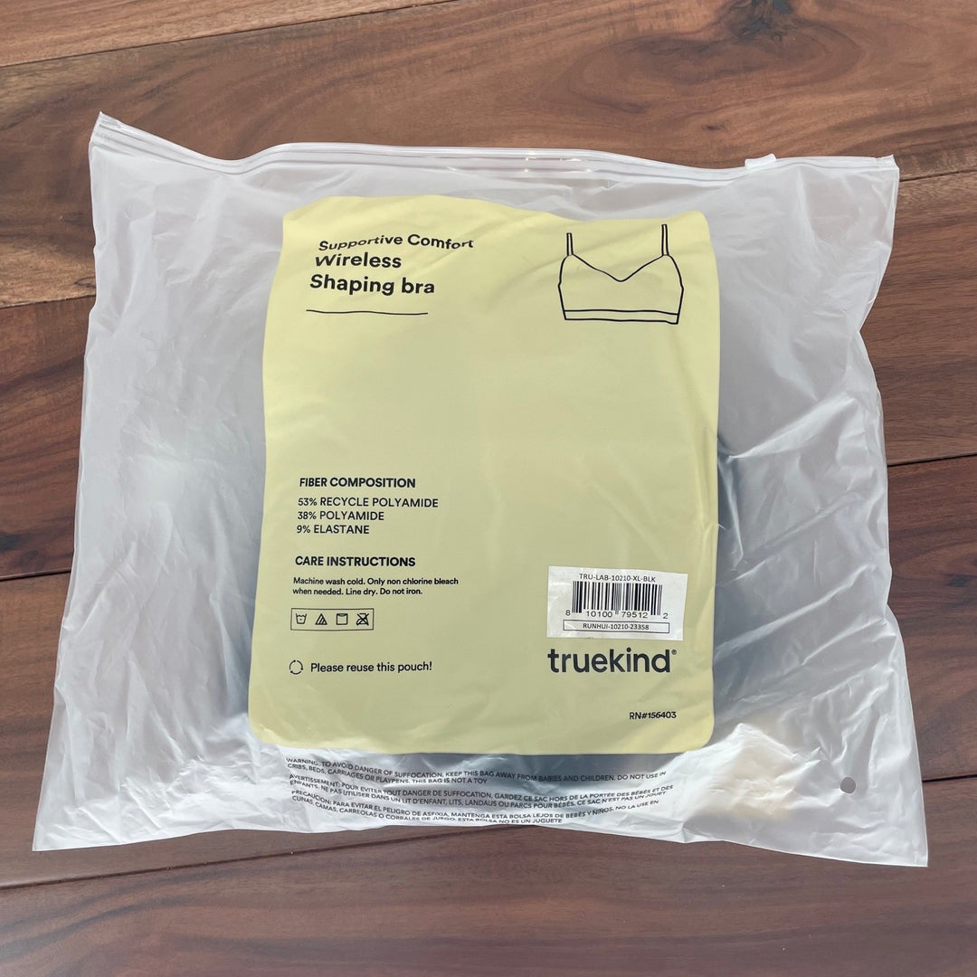 truekind Supportive Comfort Wireless Shaping Bra Black XL RN 156403