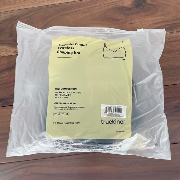 truekind Supportive Comfort Wireless Shaping Bra Black XL RN 156403