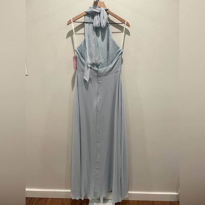 After Six High Neck Halter Backless Maxi Dress In Mist Size 8