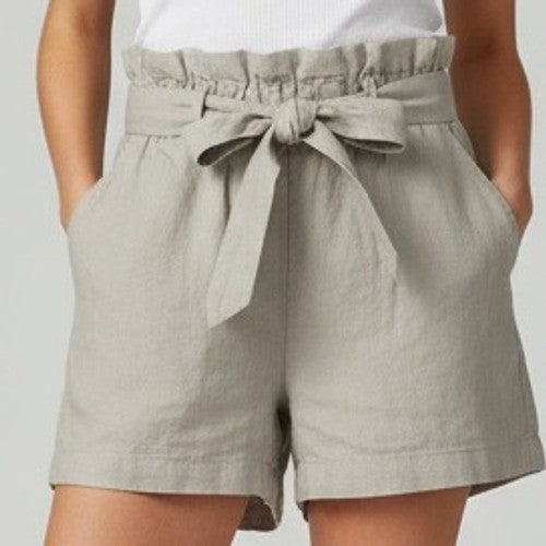 Nicole Miller New York Womens Beige Paper Bag Waist Belted Shorts M Medium