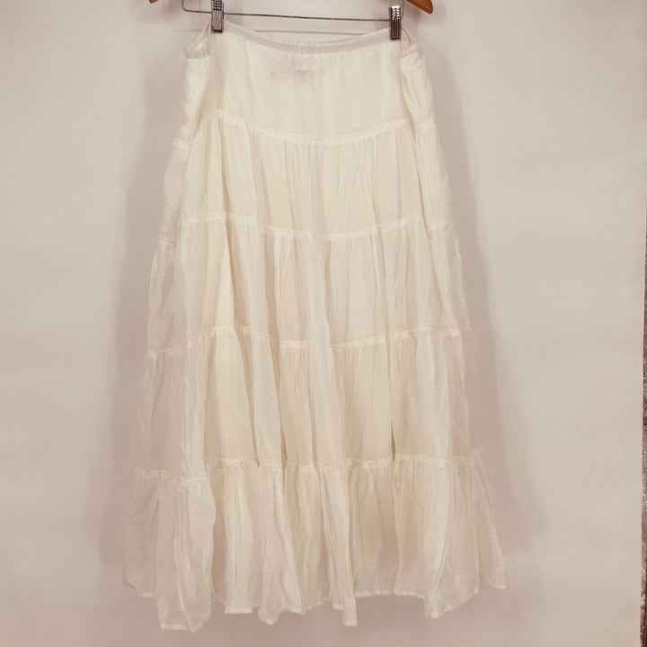 Lulus Sunset By The Sea White Embroidered Tiered Maxi Skirt Size XXL