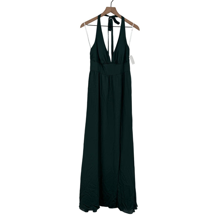 Thread Deep V-Neck Shirred Skirt Maxi Dress With Convertible Straps In Evergreen