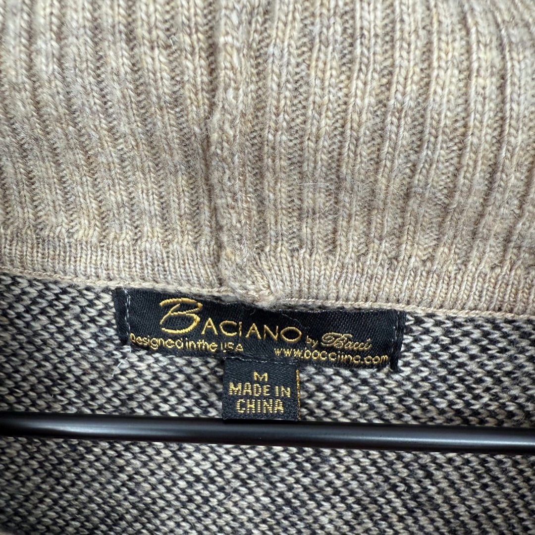 Bacciano Tan Plaid Turtleneck Poncho Cape Sweater Size M