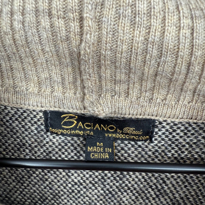 Bacciano Tan Plaid Turtleneck Poncho Cape Sweater Size M