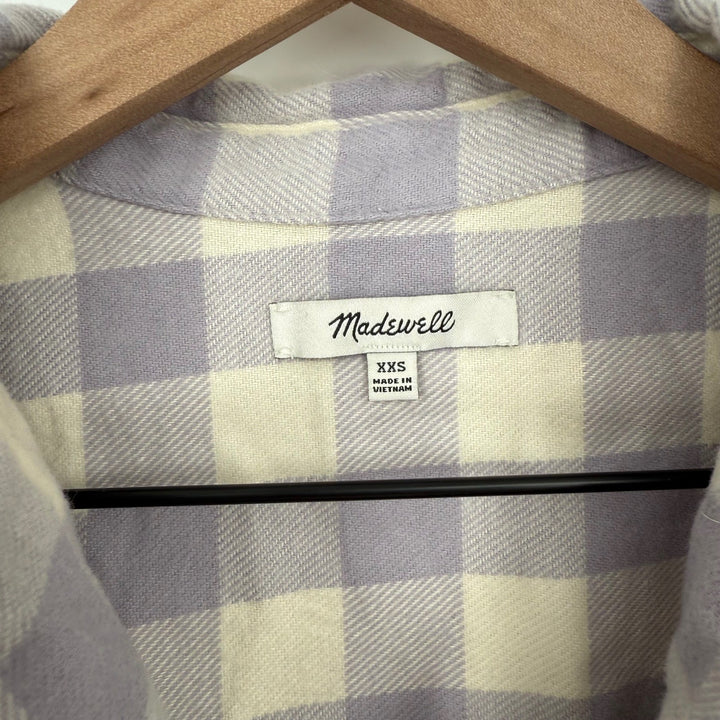 Madewell Flannel Courier Button-Back Shirt in Gingham Check Size XXS