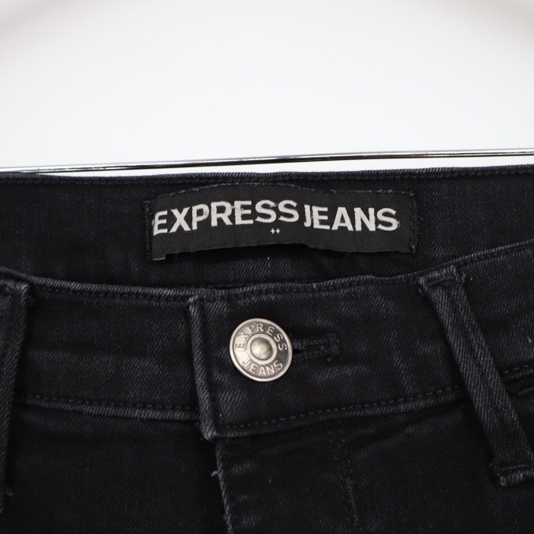 Express Jeans Black Legging Mid Rise Skinny Denim Pants Women Size 14