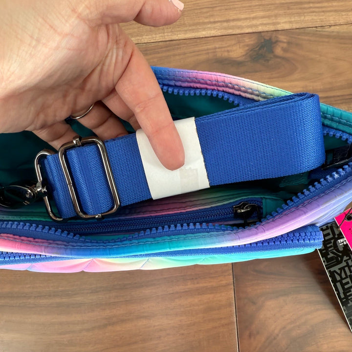Think Royln Blue Lagoon Ombre Quilted Puffer Pouch RFID Protected