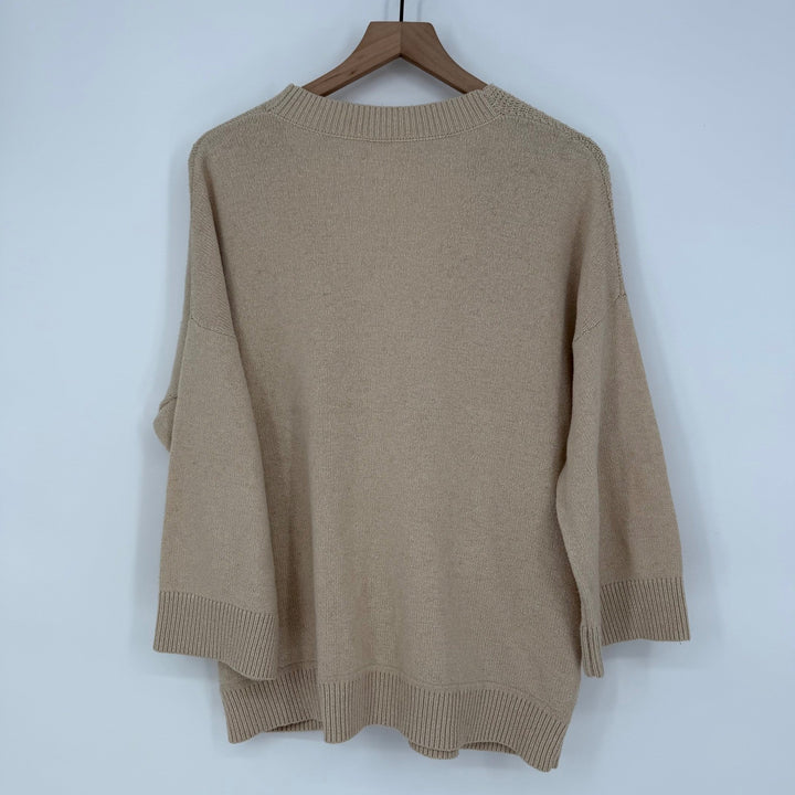 Charli Lanie Sweater Knit Wrap Beige Wool Blend Oversized Comfy Casual Pullover