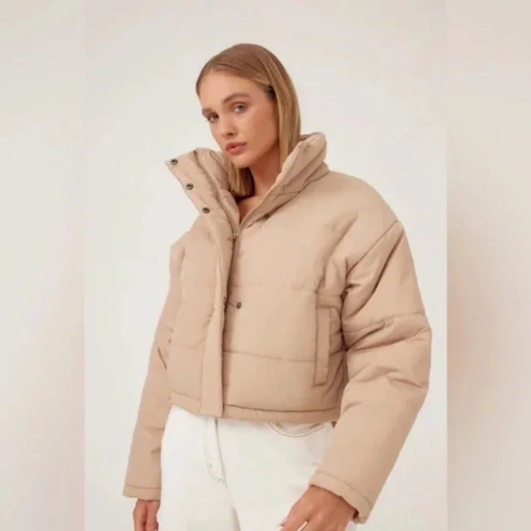The Fifth Label Tan Cropped Puffer Jacket Size S/4
