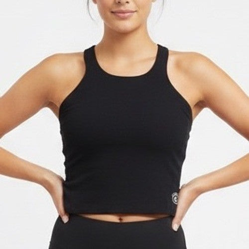 allbirds Black Ribbed Racerback Crop Tank Top Size S Made in Vietnam Carbon