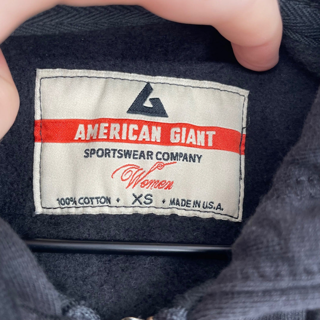 American Giant Womens Black Full Zip Hoodie Sportswear Company XS 100 Cotton