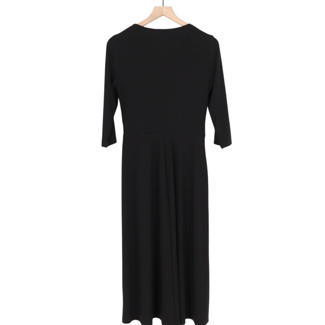 Chaps Black Twist V Neck 3/4 Sleeve Maxi Dress Size M