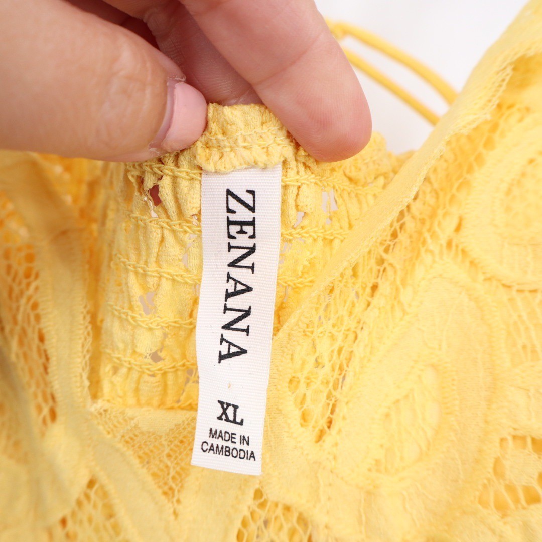 ZENANA Yellow Crochet Lace Tiered Dress Sundress XL