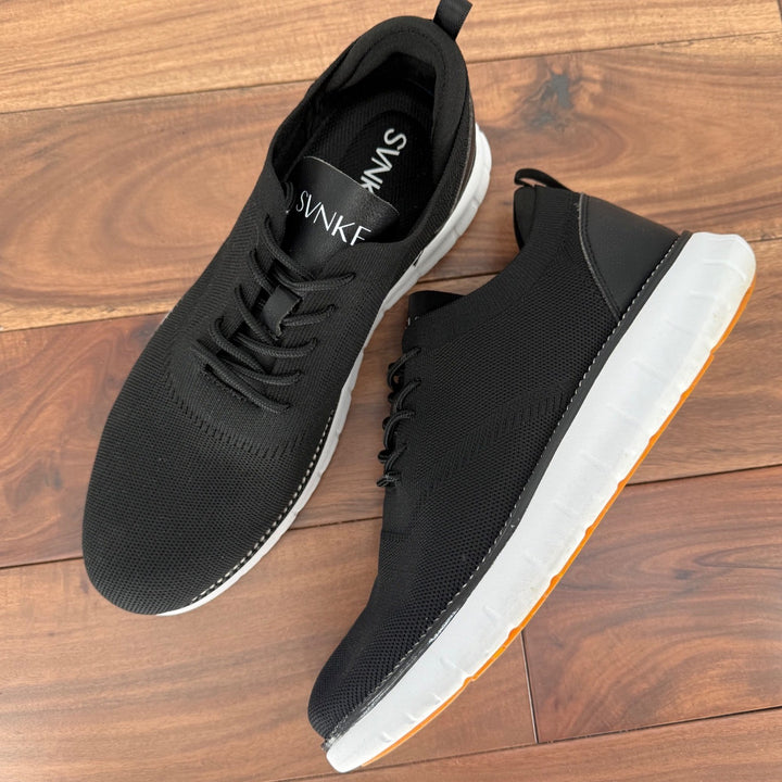 SVNKE Black Knit Sneakers Casual Comfort Walking Shoes