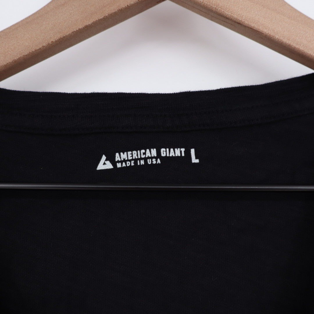 American Giant Classic V Neck T Shirt Black Made in USA Size L
