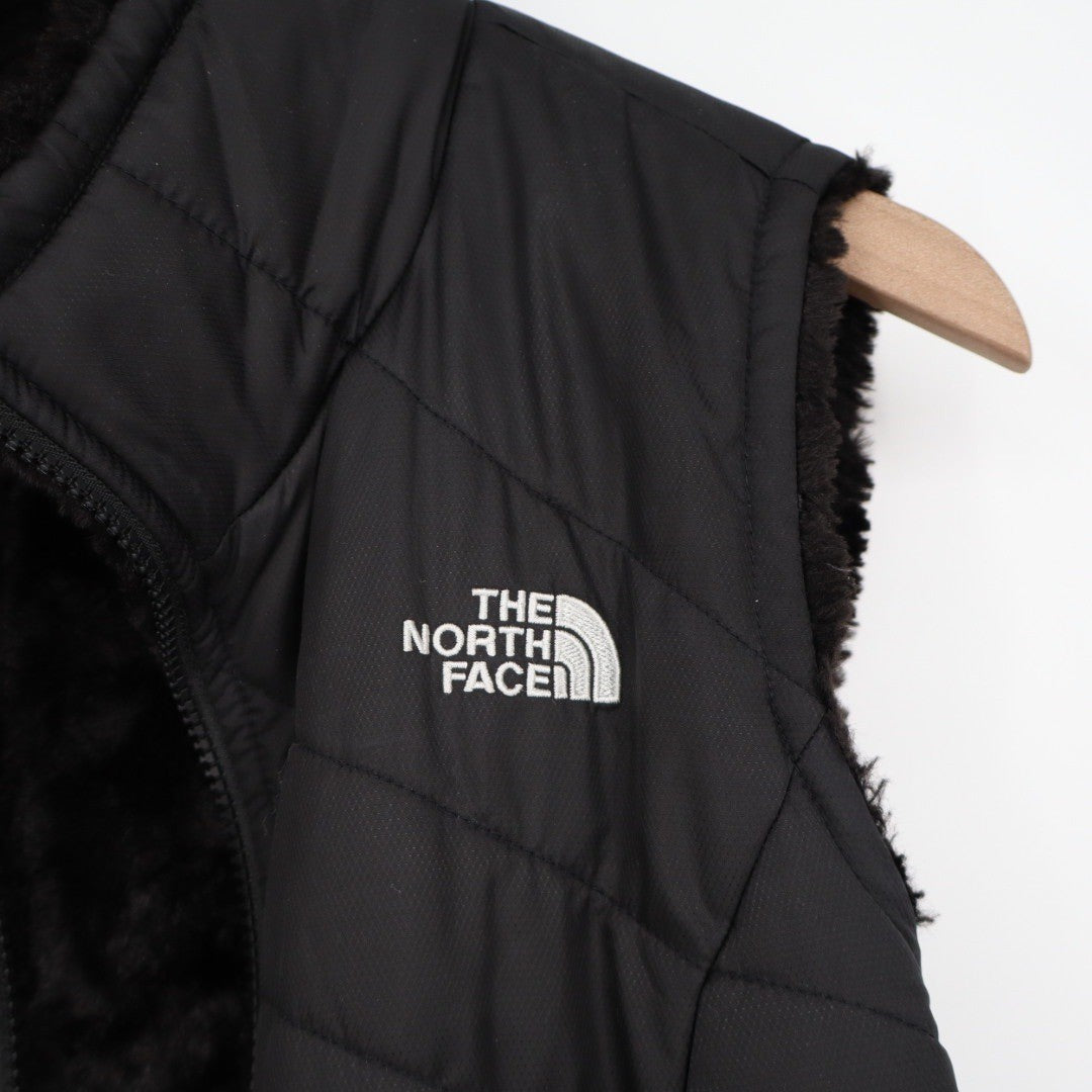 The North Face Womens Fleece Vest Black Logo Embroidered Full Zip Pockets S P