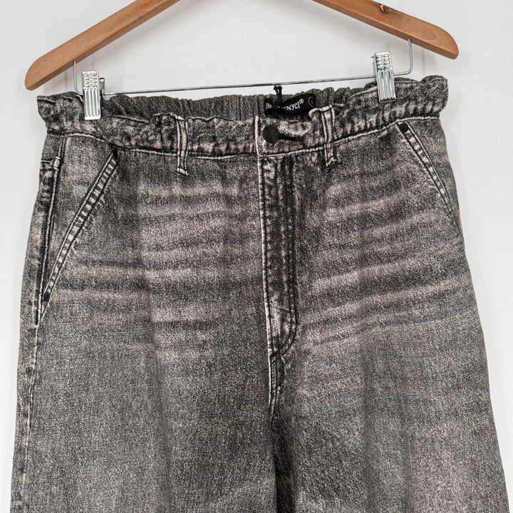Blank NYC Wide Leg Pants Womens Black Acid Wash Denim High Rise Jeans Size L