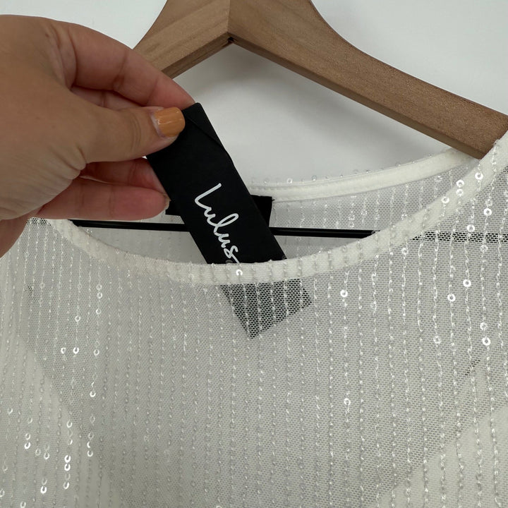 Lulus Marvelous Energy Sequin Mesh Long Sleeve Mini Dress Size XS