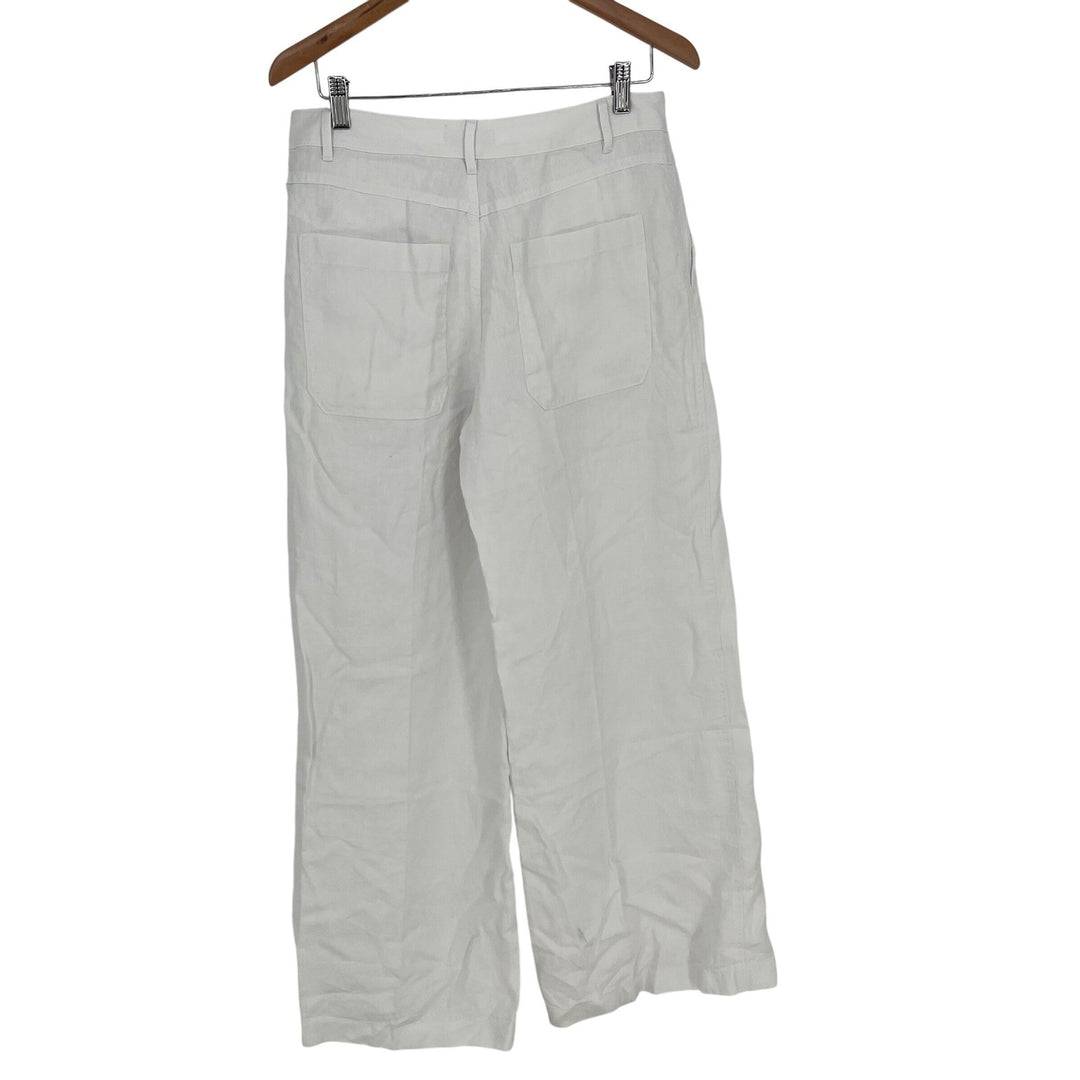 Madewell The Zoe Relaxed Wide Leg Linen Pants in 100% Linen Size 6