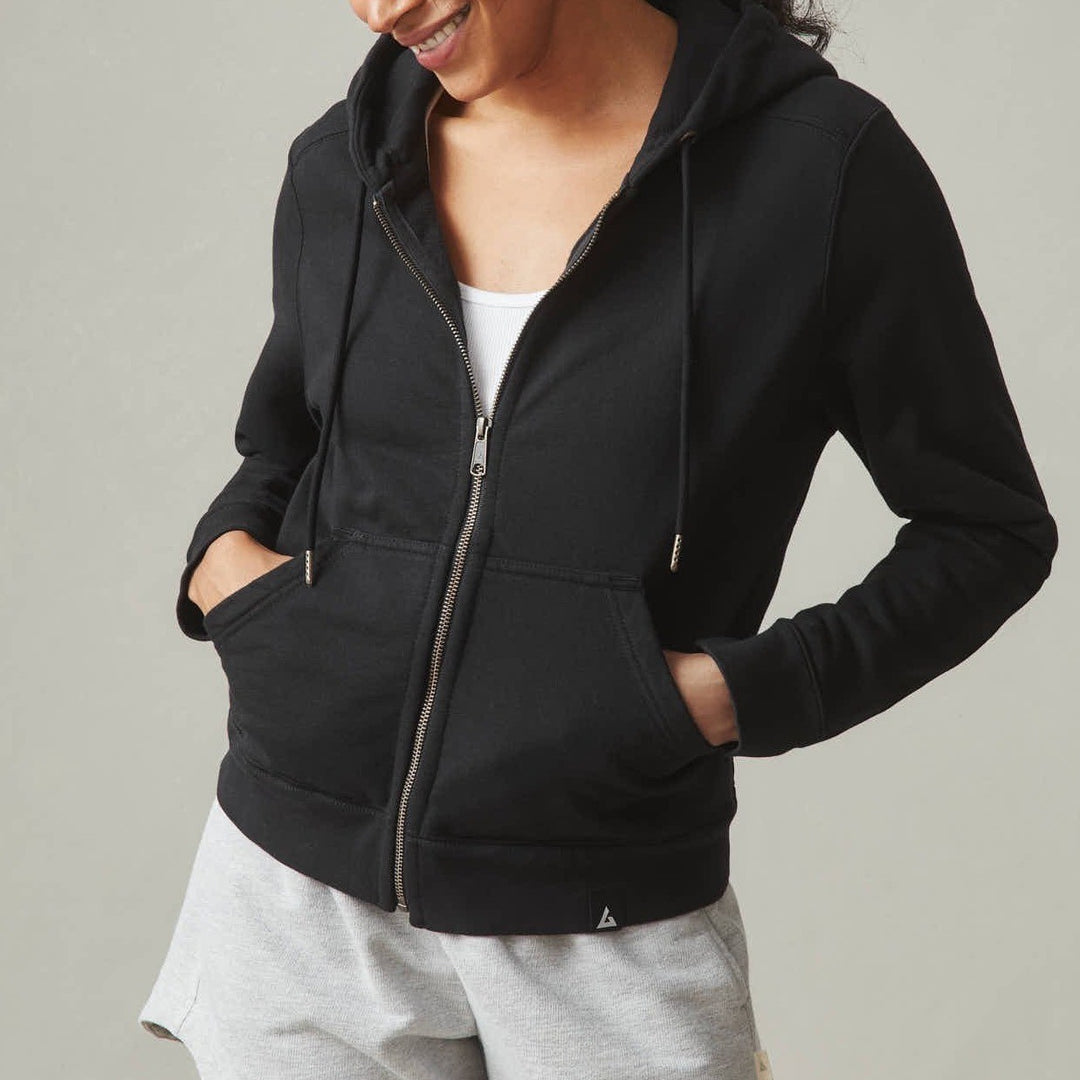 American Giant Full Zip Hoodie Black Cotton Made in USA Mens Medium Casual