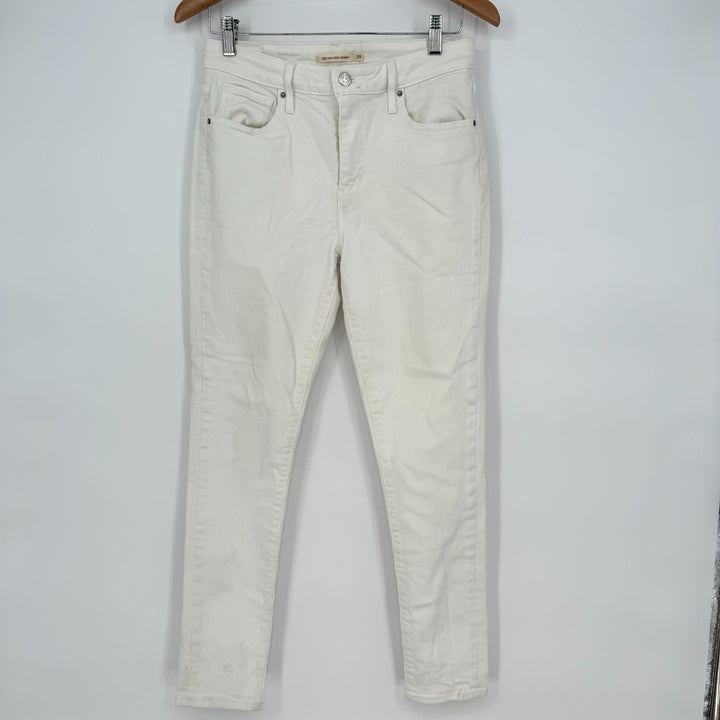 Levis 721 Jeans Womens 29 White Logo Denim High Rise Skinny Leg Cotton Stretch