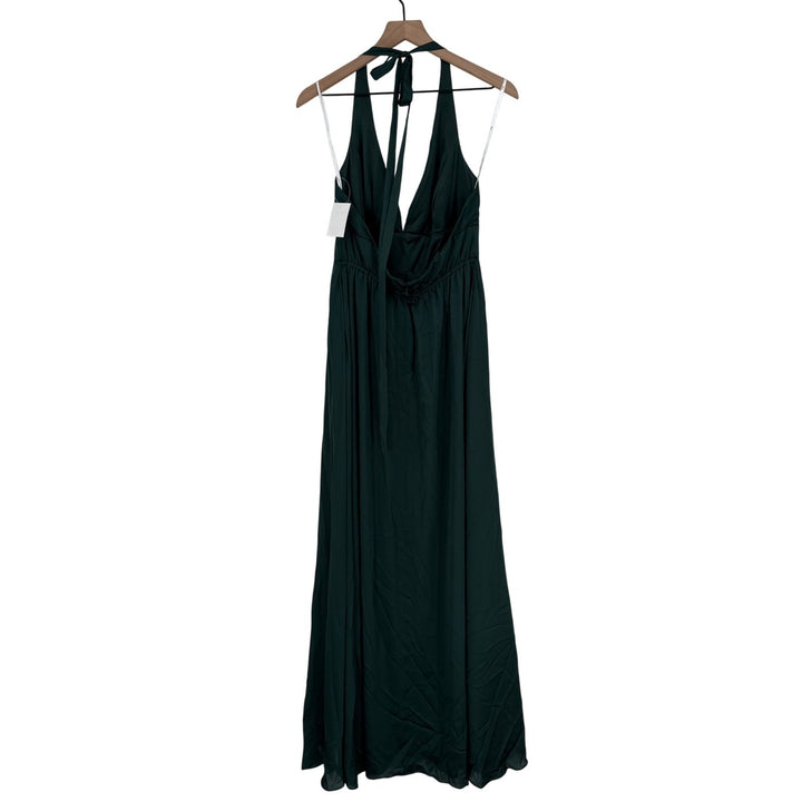 Thread Deep V-Neck Shirred Skirt Maxi Dress With Convertible Straps In Evergreen