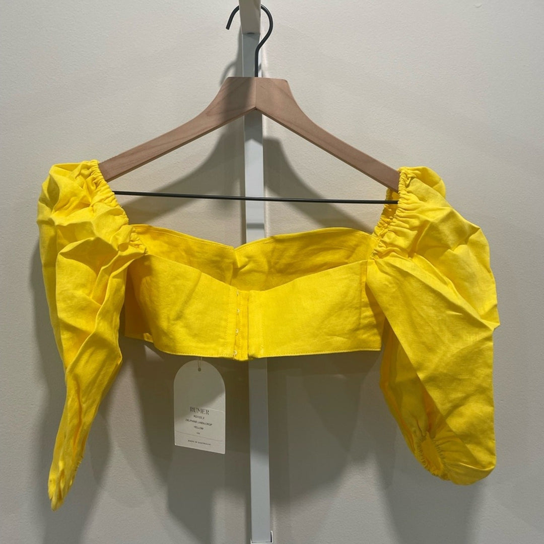 Rumer Delphine Linen Crop Top Size XXS