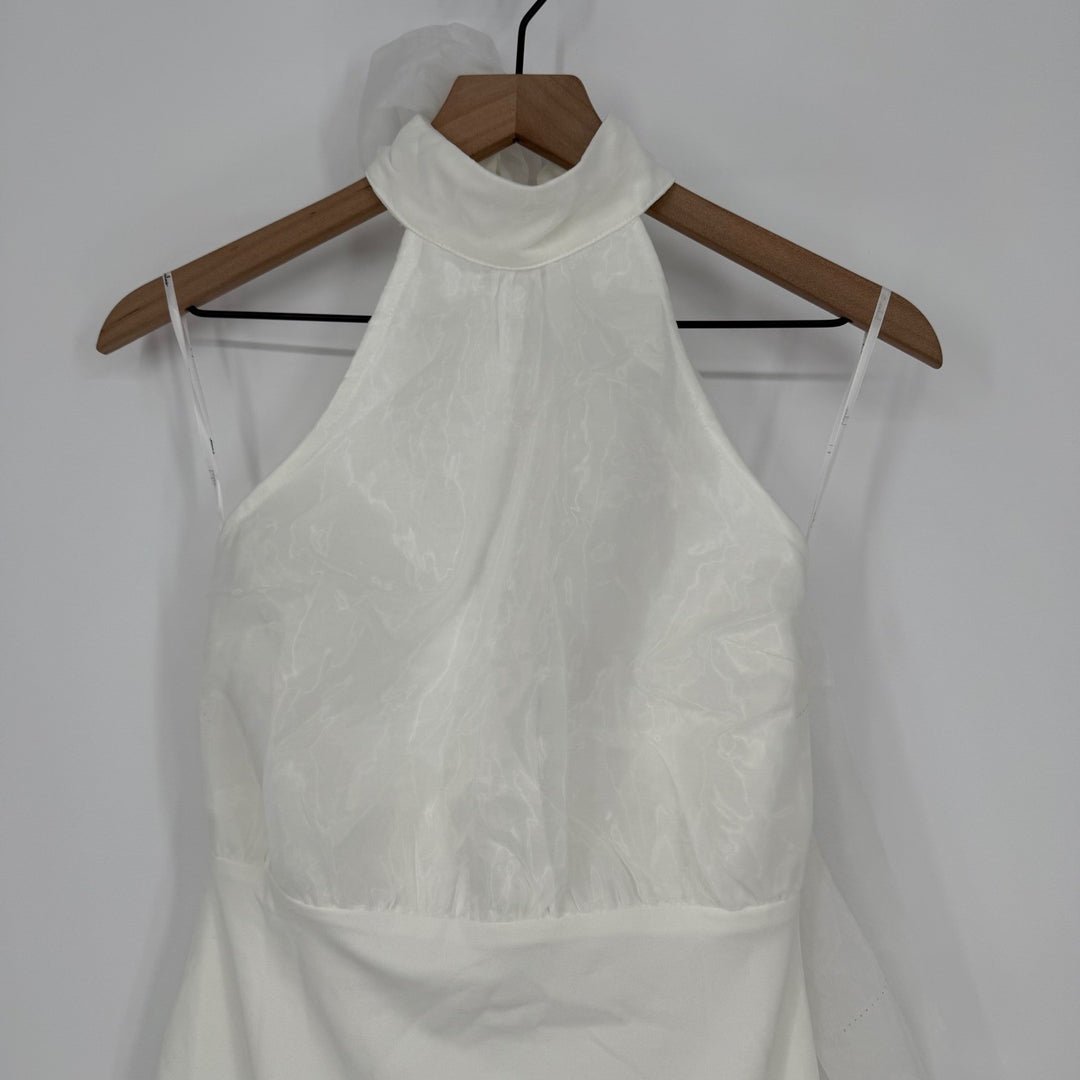 Lulus Simply Magnificent White Organza Halter Backless Mini Dress Size S