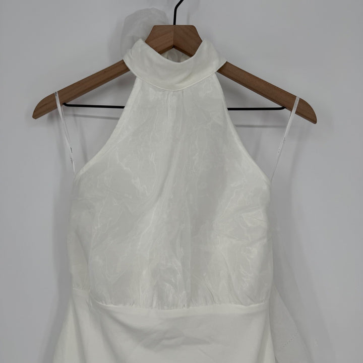 Lulus Simply Magnificent White Organza Halter Backless Mini Dress Size S