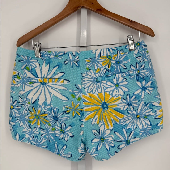 Lilly Pulitzer Waffle Breakwater Daisy Adie Blue Floral Shorts Size 6