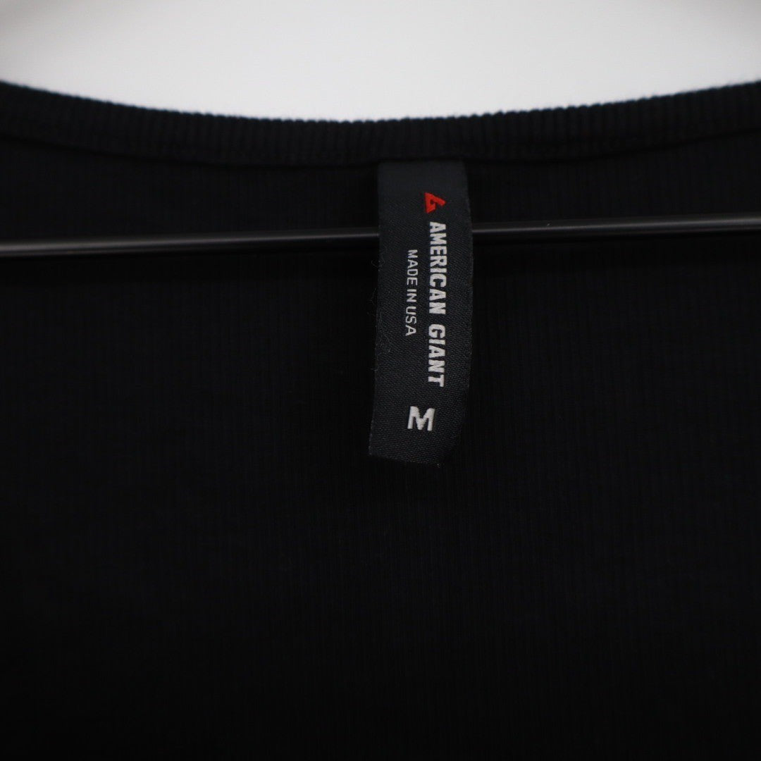 American Giant Black Square Neck Ribbed Short Sleeve T Shirt Top Women Size M