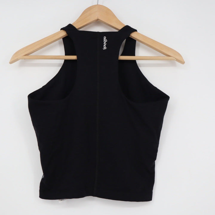 allbirds Black Ribbed Racerback Crop Tank Top Size S Made in Vietnam Carbon