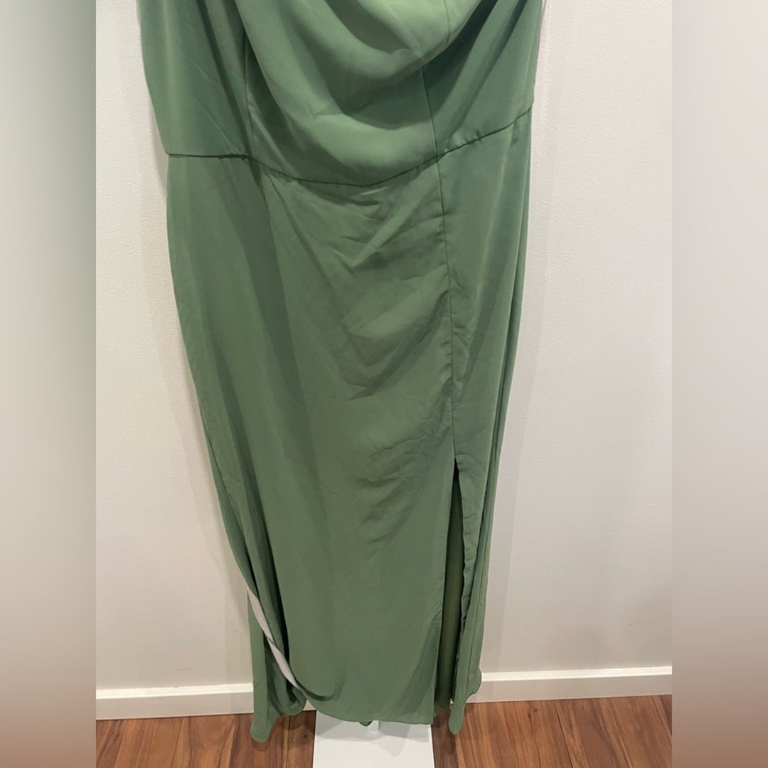 After Six Skinny One-Shoulder Trumpet Gown With Front Slit Size 16