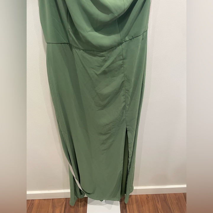 After Six Skinny One-Shoulder Trumpet Gown With Front Slit Size 16