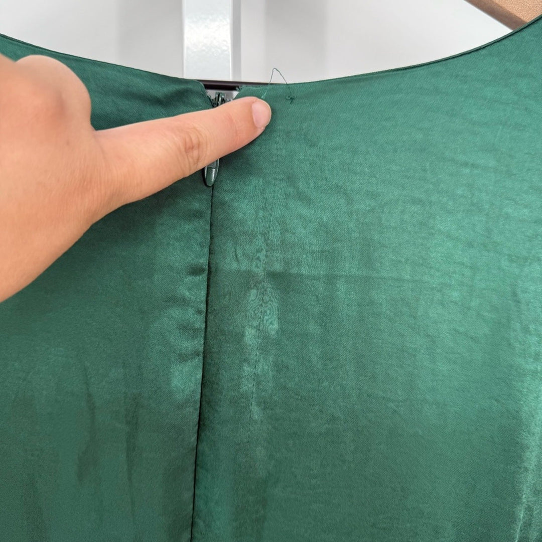 Lulus Endearing Elegance Emerald Green Satin Long Sleeve Maxi Dress Size 3X
