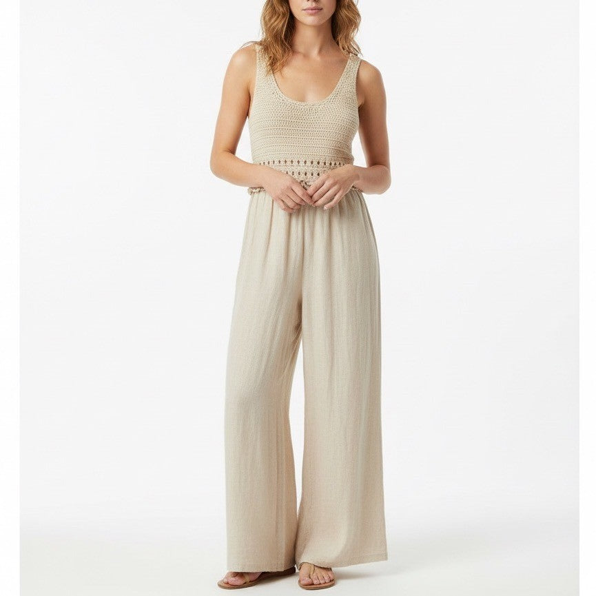 Lulus Crochet Knit Maxi Dress Cream Sleeveless Boho Beach Vacation XS