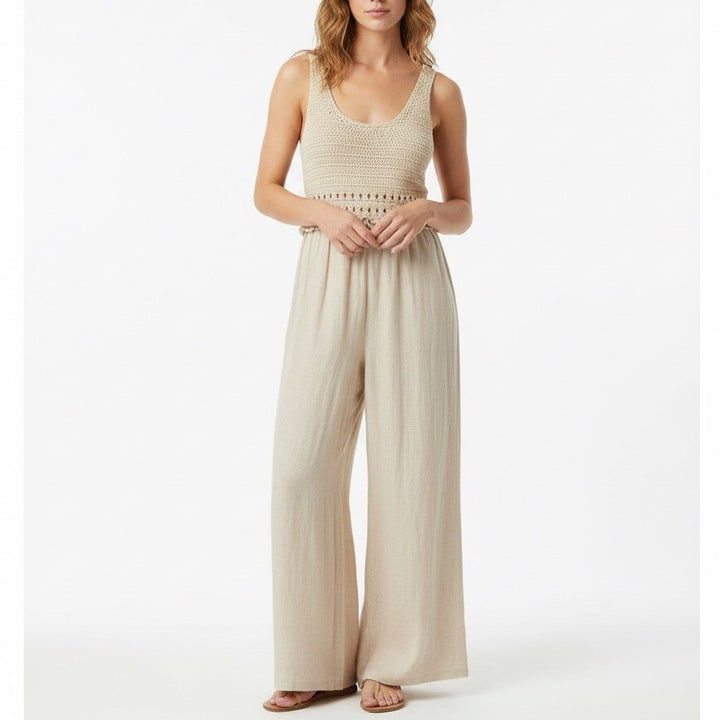 Lulus Crochet Knit Maxi Dress Cream Sleeveless Boho Beach Vacation XS