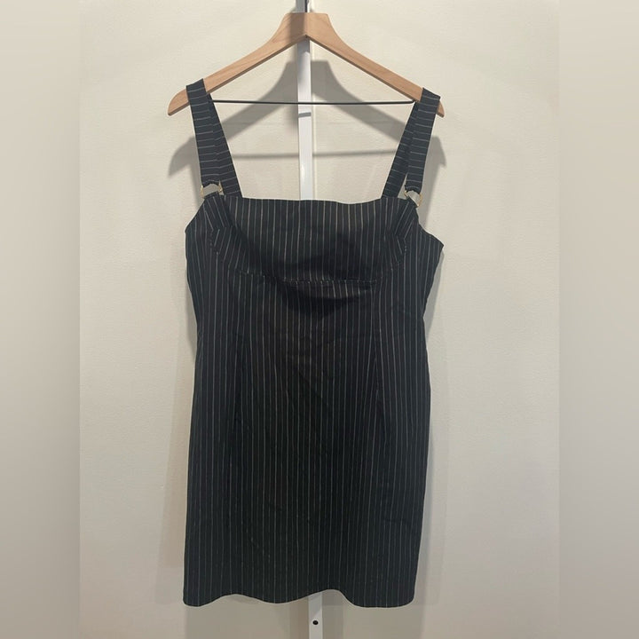 Asos Design Pinstripe Bengaline Bodycon Mini Dress With D-Ring Details Size 14