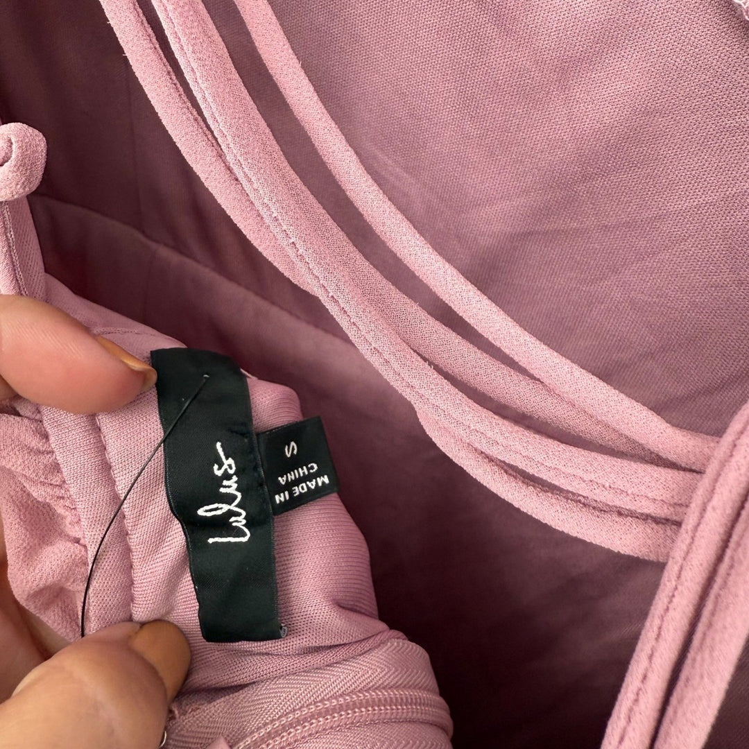 Lulus Sophisticated Occasion Pink Bustier Lace-Up Maxi Dress Size S