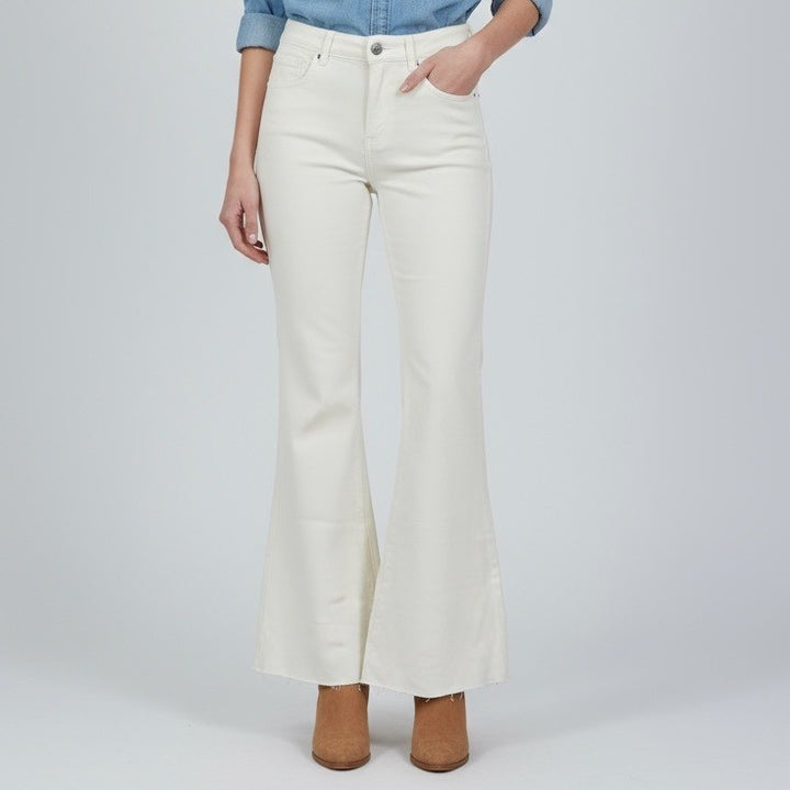 Wish List Jeans White Flare Leg High Waist Denim Pants Size M