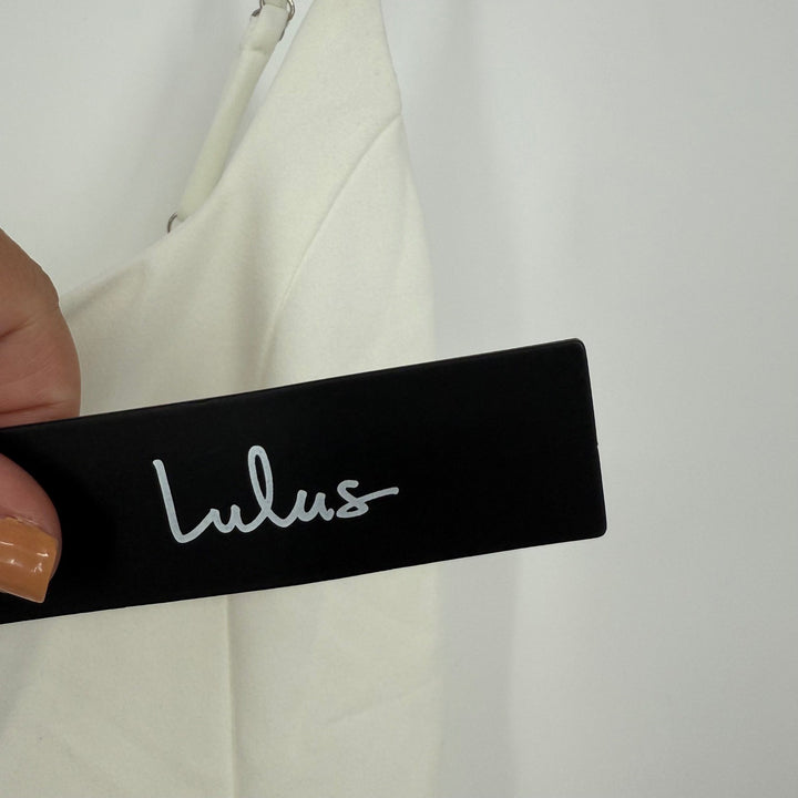 Lulus Cheers To Chic White Notched Sleeveless Skort Romper Size S