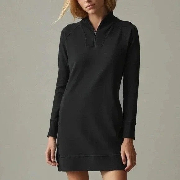 American Giant Black Long Sleeve Quarter Zip Sweatshirt Dress Size L