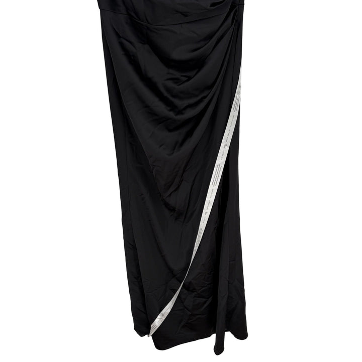 After Six Black One Shoulder Ruched Long Formal Evening Gown Dress Size 8