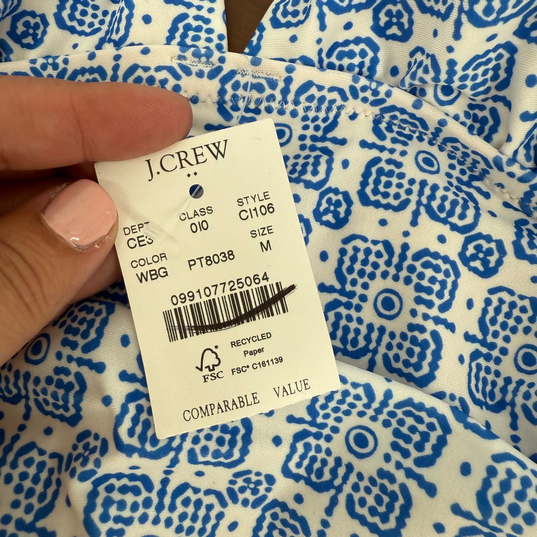 J.Crew Ruched Plunge Floral-Print Tankini Top Size M