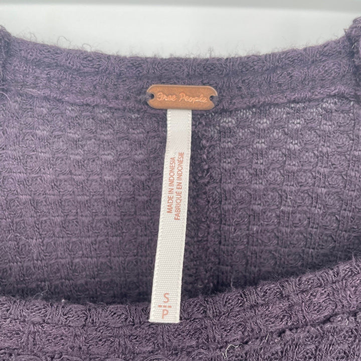 Free People Charcoal Grey Waffle Knit Long Sleeve Tunic Top Size S