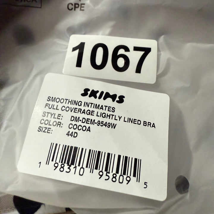 SKIMS Smoothing Intimates Full Coverage Lightly Lined Bra Cocoa Size 44D