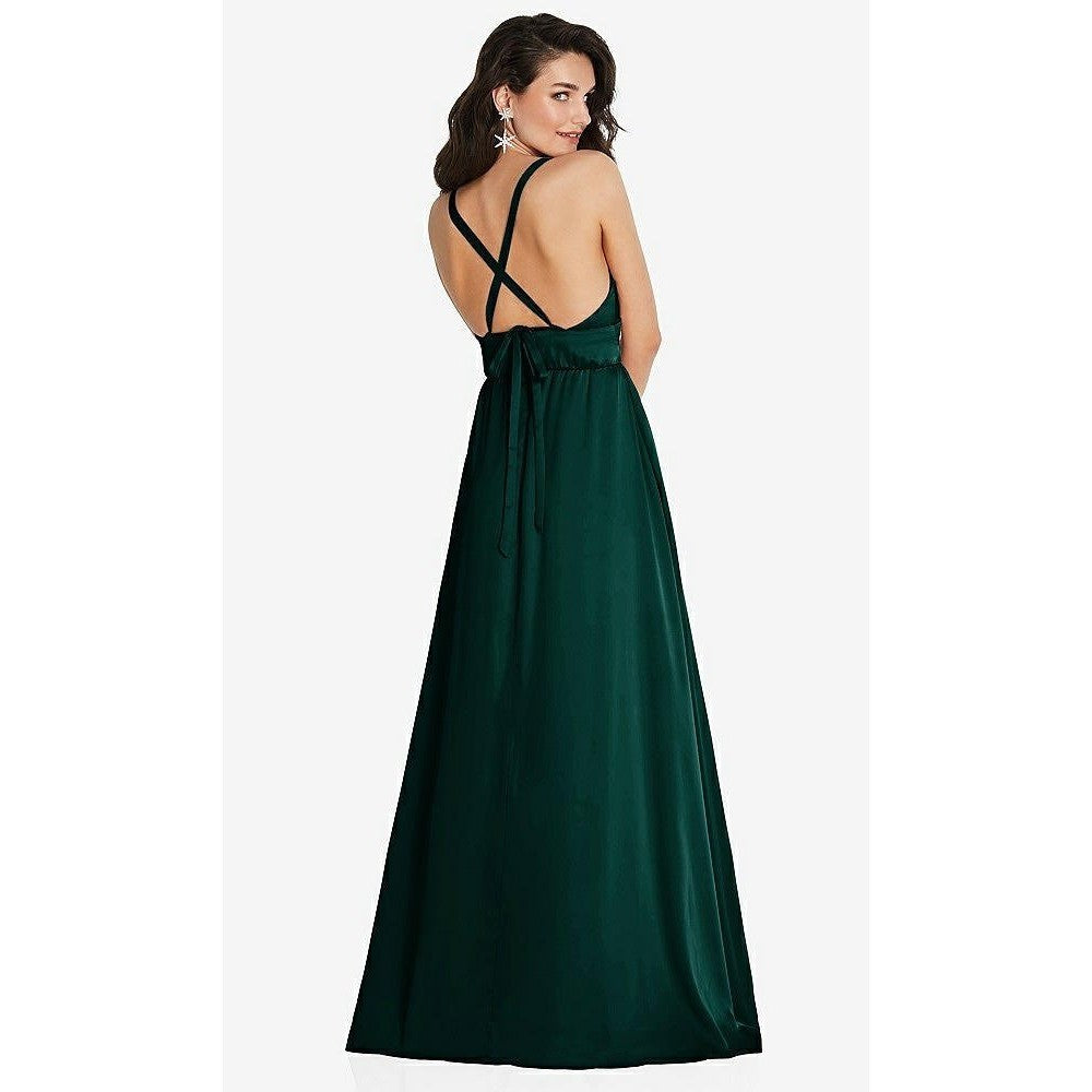 Thread Deep V-Neck Shirred Skirt Maxi Dress With Convertible Straps In Evergreen